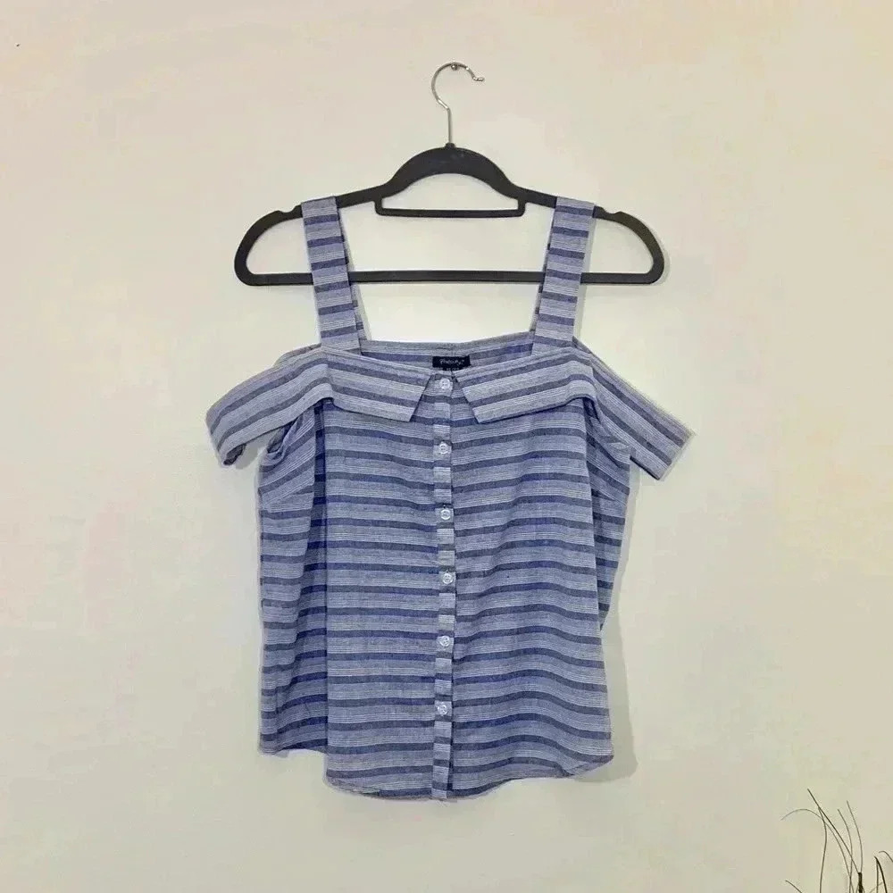 Rhapsody blue/white striped off the should…